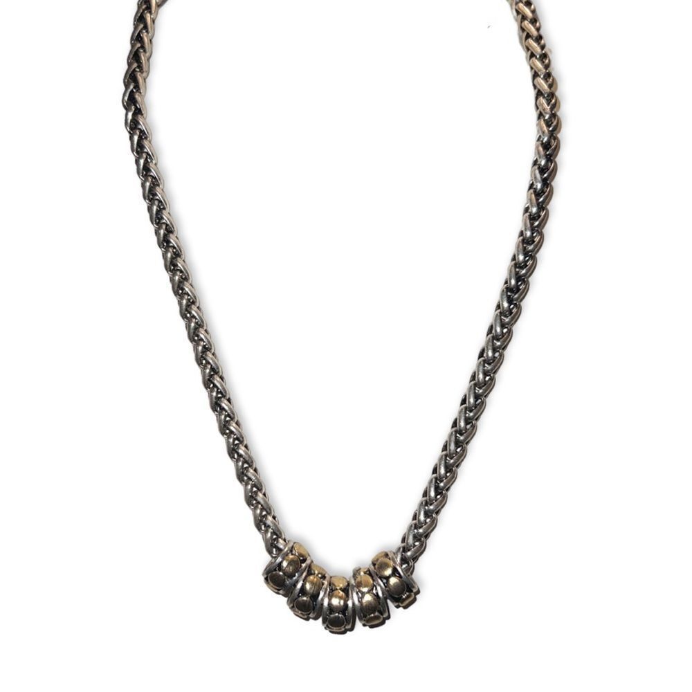 Vintage Chico's Silver Tone Chain w/Silver & Gold Tone Decorative Slide Beads